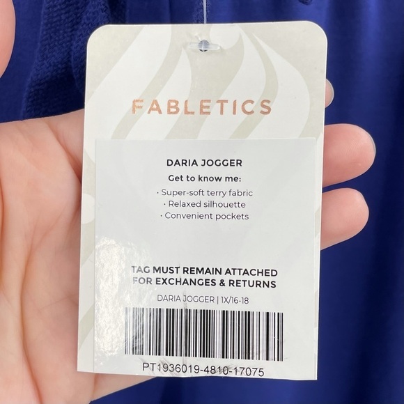 NWT Fabletics 1X (16-18) Daria Jogger Pants Navy - Picture 7 of 12